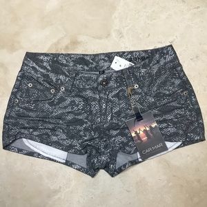 NWT Carmar python print metallic denim shorts